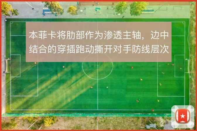 本菲卡将肋部作为渗透主轴，边中结合的穿插跑动撕开对手防线层次